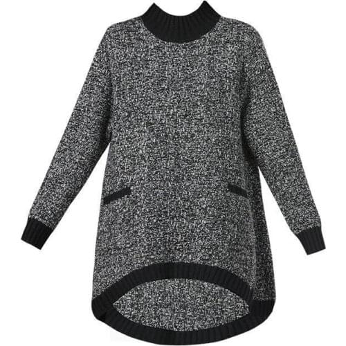 Sweater Women 2021Autumn Winter New Top Half-High Collar Pullover Jacket Mid-Length Coat Knit Sweater Female Knitted Jumper 460