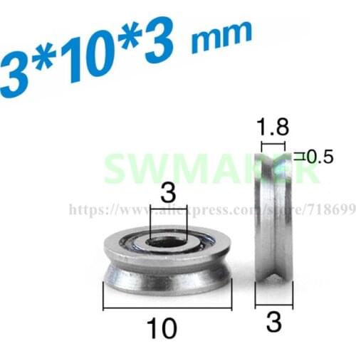 1pcs 3*10*3mm V groove pulley ball bearing miniature 1 cm cm outer diameter 10mm rolling conductor wheel fine wire guide wheel