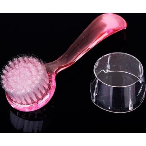 1 Pcs Plastic Nail Dust Clean Brush Cleaning Nail Art Pedicure Round Head Brushes with Lid Makeup Tools