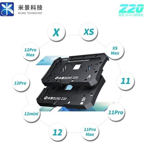 MiJing MJ Z20 10 IN 1 BGA Reballing Stencil Platform Fixure For IP X-12 Pro Max Motherboard Middle Frame Planting Tin Template