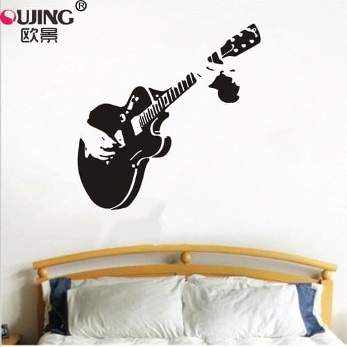 15 Colors for Choice Creative 3D Guitar Shape Wall Sticker For Kids Rooms Wall Decals Home Decor Bedroom Living Room Art Mural
