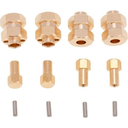 4Pcs 4mm Brass Wheel Hex Extended Adapter Upgrade Parts for 1/24 RC Crawler Axial SCX24 90081 AXI00002 Accessories