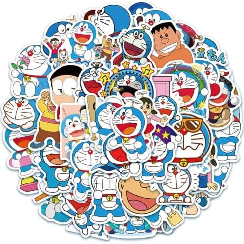 50PCS Doraemon Notebook Phone Decorative Stickers Luggage Childrens Gift Waterproof Stickers