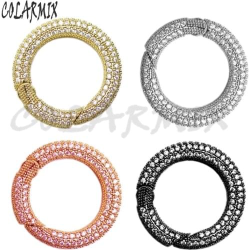 6Pcs Round circle zircon pendants accessories carabiner jewelry accessories zircon pendant fashion jewelry for women 50974