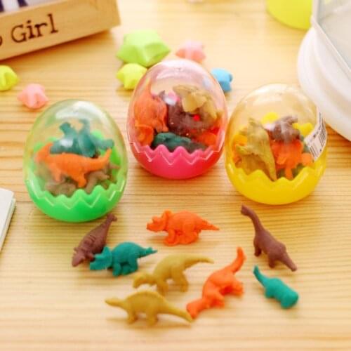 8 Pcs/lot Hot Sale Students Stationary Gift Novelty Dinosaur Egg Pencil Rubber Eraser for Kids Gift Korean Stationery