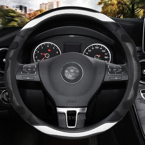 PU Leather D/O Shape 38CM Car Steering wheel Cover Anti-Slip for VW Golf 7 Polo Bora Passat Touran CC T6 T5 T4 Auto Accessories