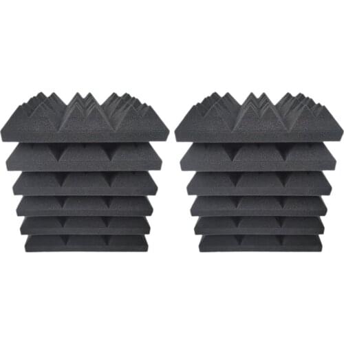 Acoustic Panels Studio Foams 12Pack Pyramid 2 x 12 x 12Inch Sound Absorbing Foam Soundproofing Wall Tiles