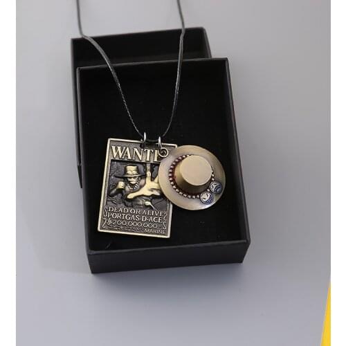 Anime One Piece Necklace Chains Luffy ACE Wanted Pirate Skull Metal Pendant Rope Chain Choker Jewelry Gift Souvenir