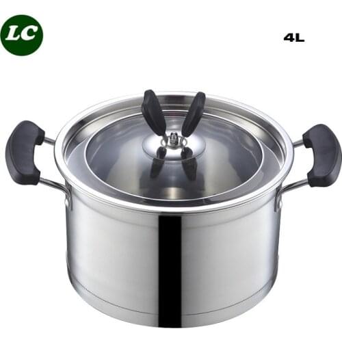 Free shipping casserole 4 litre stainless steel pot noodles cooker /soup pot cooking utensil