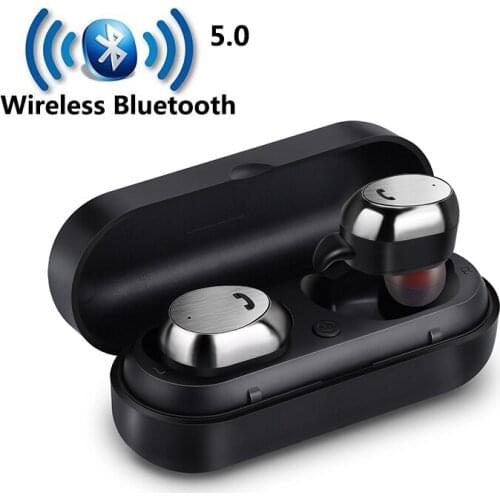 New Upgrade Bluetooth5.0 Mini Wireless Earphone In-Ear Waterproof Headset Stereo HiFi Earbud Headse Twins with Charging Station