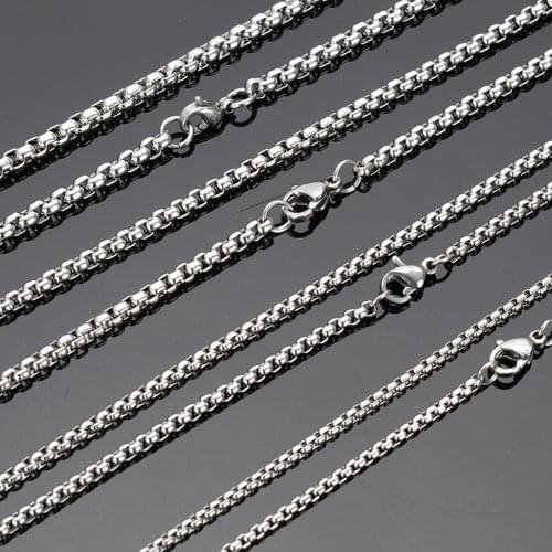 2/2.5/3/3.5/4mm 20pcs 26"-32" Wholesale Bulk HIgh Quality Silver Stainless Steel Box Chain Link Necklace Common Use
