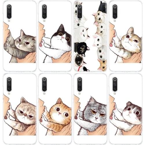 Funny Kiss lovely Cats Face Phone Case For Xiaomi Mi Note 10 11 9 8 10T 9T CC9 A1 A2 A3 5X 6X Poco F1 X3 F3 Pro Lite Coque Cover