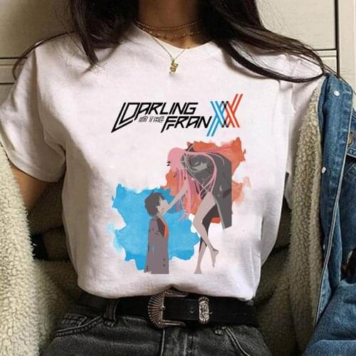 Draling in the Faxnn T Shirt Men Fashion Zero Two T-shirt Graphic Japanese Anime Tshirt Hip Hop Top Tees Male