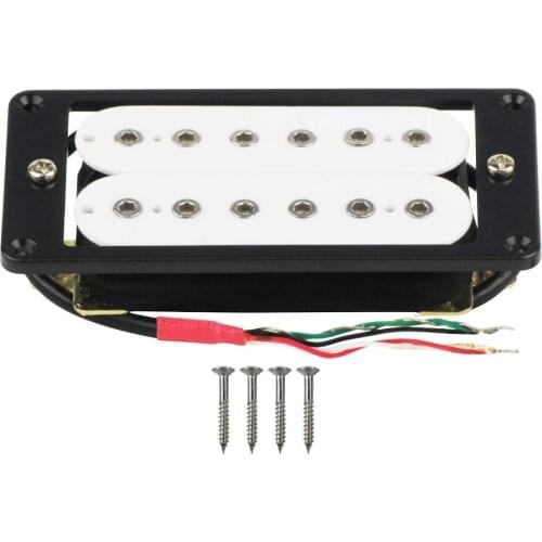 FLEOR White Neck Pickup Guitar Double Coil Humbucker Pickup Ceramic Magnet with Flat Frame