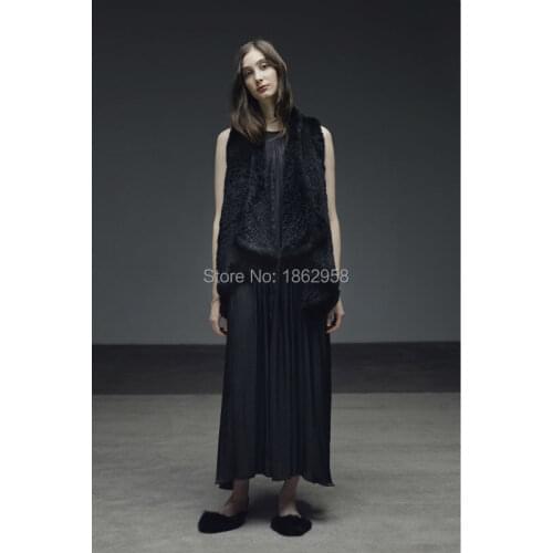 SJ021 Classic Black Winter Vest Luxury Top Quality Girls Vest Free Size 2019 Best Sale Rex Rabbit Real Fur Vest