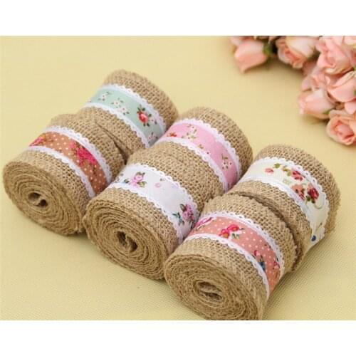 2M Wedding Decoration Ribbon Jute Burlap Party & Holiday DIY Decor Flower Lace Christmas Party Supplies