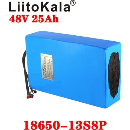 LiitoKala 48V 25ah 48V battery 18650 13S8P Lithium Battery Pack 1000W electric bicycle battery Built in 50A BMS+54.6V 2A charger