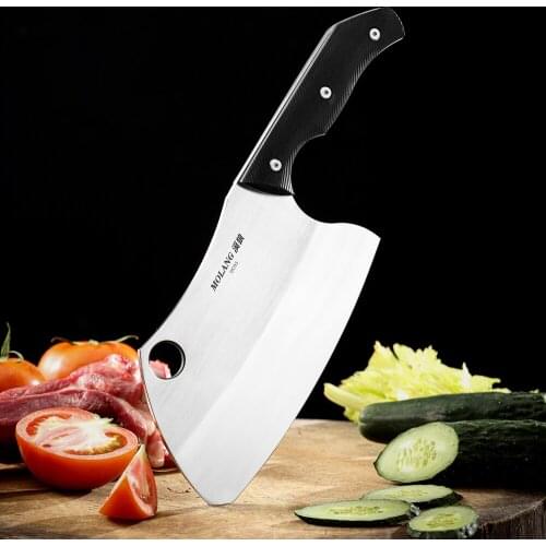 MOYANG-F Bone Knife With Leather Case DC53 Mold Steel Bone Knife G10 Patch Chef Professional Knife