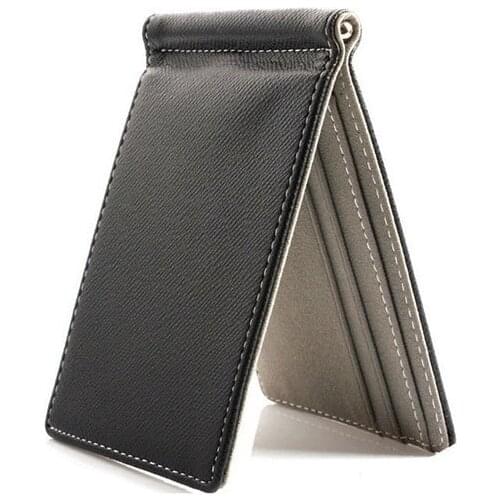 Faux Leather Slim Mens Credit Card Wallet Money Clip Contract Color Simple Design Burnished Edges Brand New Men Bifold Wallets