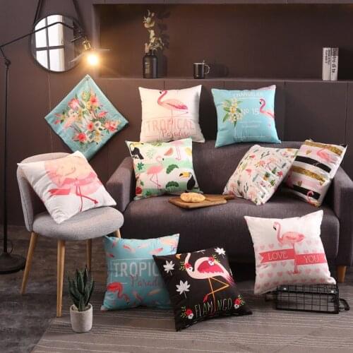 Flamingo Pattern Velvet Soft Soild Decorative Square Throw Pillow Covers Set Cushion Case For Sofa Bedroom Car 45x45cm
