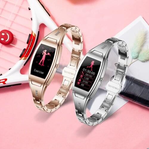 2021 New Female Smart Watch Touch Screen Full Steel Bracelet Menstrual Cycle Reminder Heart Rate Monitor Waterproof Wristband