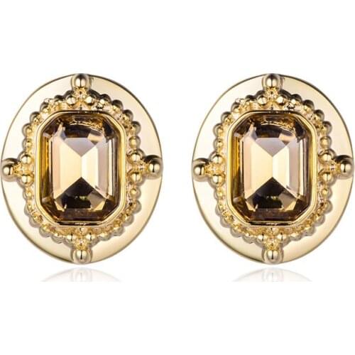 HONGYE New Arrival Geometric Earrings Big Laser Resin AAA Zircon Oval Stud Earrings Women Fashion Jewelry Femme Brincos Bijioux