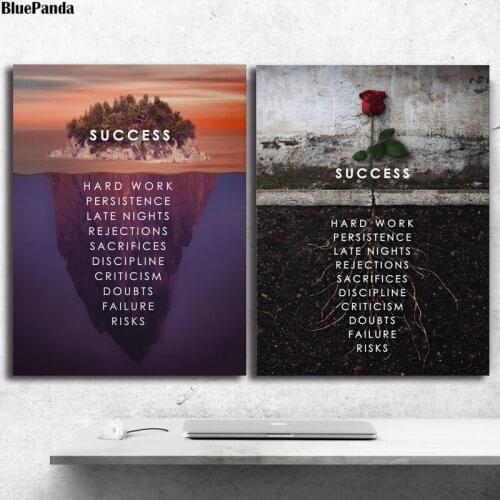 Rose From Concrete Motivational Quote Poster Success Canvas Painting Print Inspirational Wall Art Picture Modern Home Decor