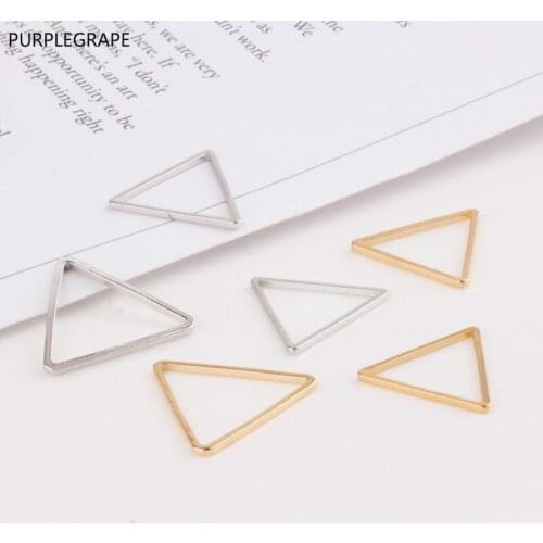 Copper plated 18k real gold DIY handmade jewelry accessories earrings material jewelry pendant geometric triangle 10 pieces