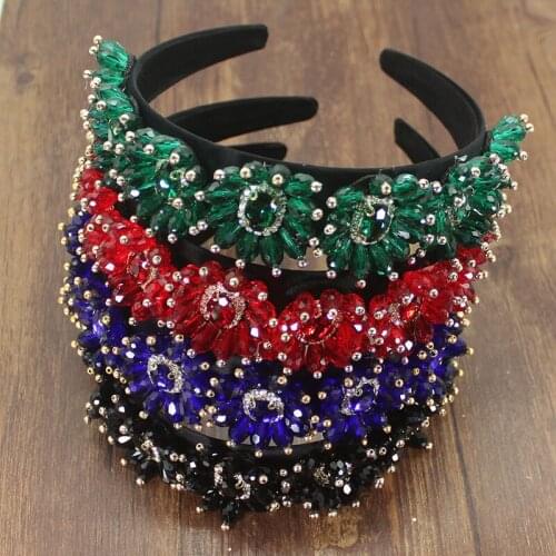 Handmade Luxury Baroque Shiny Crystal Rhinestones Flower Temperament Jewelry Headband Hair Accessories For Womens Wedding Party