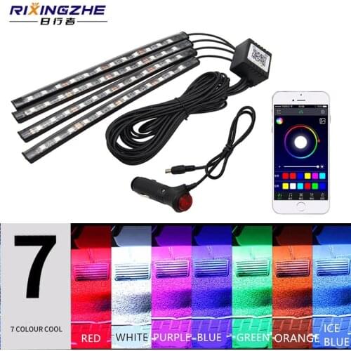 RXZ Flexible Car Atmosphere Lamp RGB LED Voice Music App Remote Control Interior Decoration Music Rhythm Light Home car styling