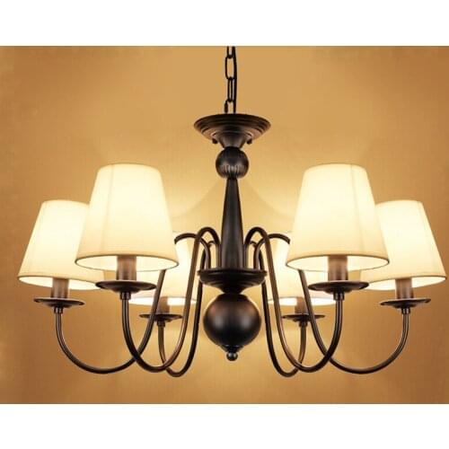 LED Rustic American Style Linen Lampshade Free Shipping Chandelier For Bedroom Living Room Foyer Study Hotel Room MJ1117