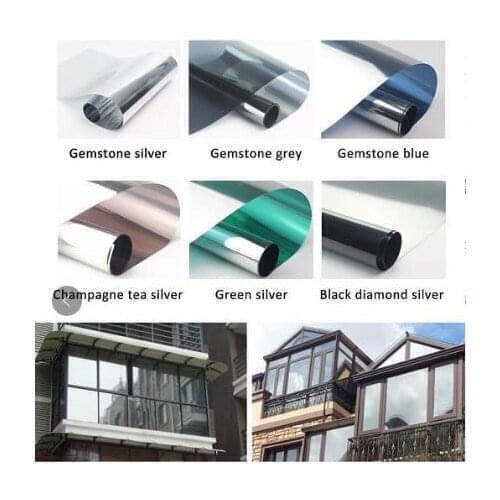 30cmx2m Waterproof Window Film One Way Mirror Silver Insulation Stickers UV Rejection Privacy Window Tint Films