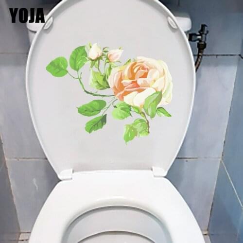 YOJA 16.8X22.1CM Fresh Flowering Branch Bathroom Toilet Sticker Modern Art Wall Decor Decal T1-1976