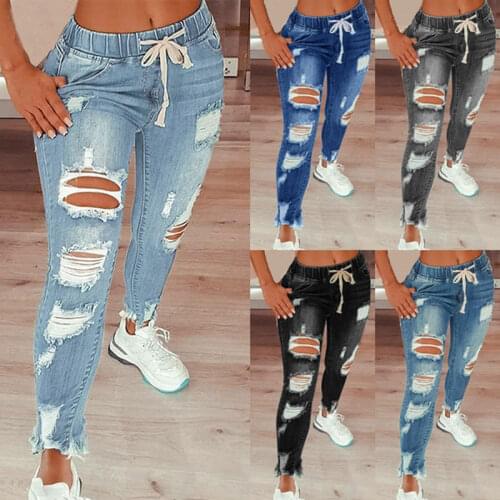 5Xl Womens Fashion Jeans Ripped Skinny 2021 New Sexy Hip Slim Jean Mom Spandex Denim Clothing Plus Big Size Jeans Female