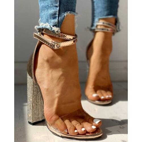 2020 new Sexy High Heels Women Pumps Gold Rhinestone Heels Ladies Shoes Classic Pumps Shoes Women Buckle Strap Sandals