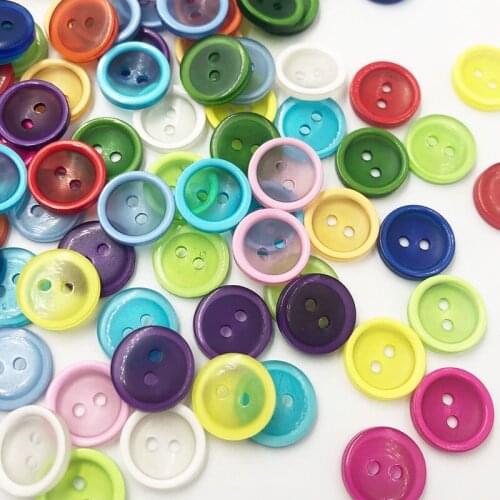 100PCS 12MM 2 Holes Resin Buttons Flatback DIY Crafts Childrens Apparel Clothing Sewing Accessories PT164