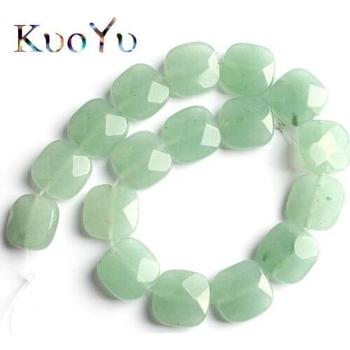 12*12mm Natural Stone Green Jades Beads Faceted Square Loose Spacer Bead For Jewelry Making DIY Bracelet Necklace 7.5"Inches