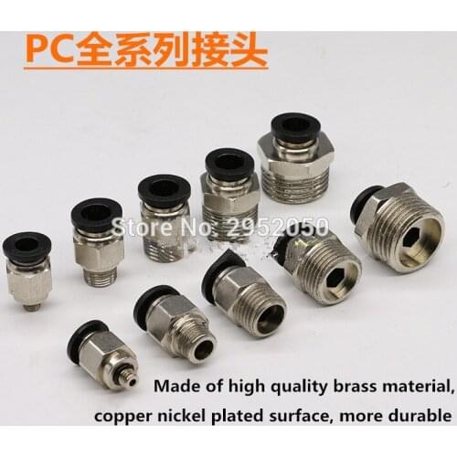 20Pcs/lot Pneumatic Pipe Fitting Tube Connector High-quality black Thread Straight Through 1/4" PC8-02 Tube 8mm