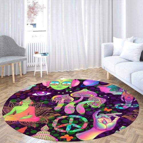 3D Colorful Mushroom Round Area Rugs Large Home Bedroom Living Room Decor Psychedelic Plant Decoration Carpets Printed Floor Mat