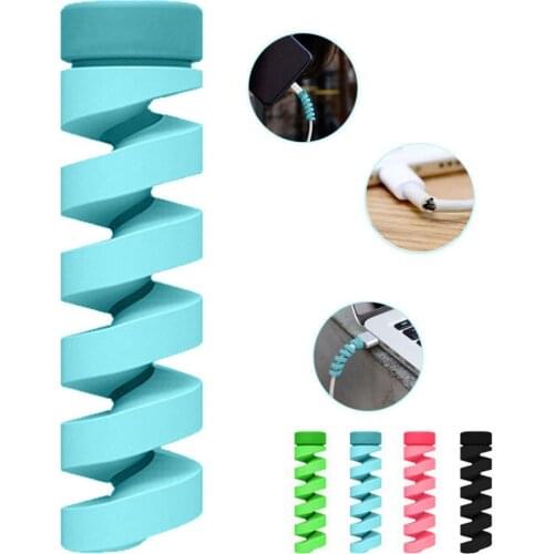 4Pcs/Set Spiral USB Data Charging Cable Earphone Line Cord Protector Case Cover