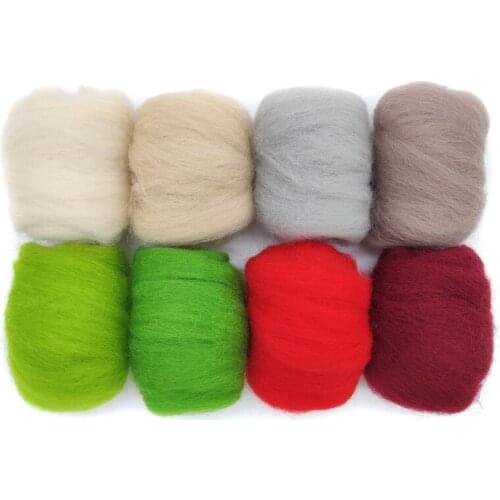 80g (8 Colorsx10g)Merino Wool Roving for Needle Felting Kit, 100% Pure Felting Wool, Soft Delicate, Can Touch the Skin (No. 07)