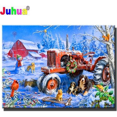 Crystal Diamond CHRISTMAS ON THE FARM 5d diy diamond painting Puzzle embroidery full square/round diamond mosaic,New year Gift