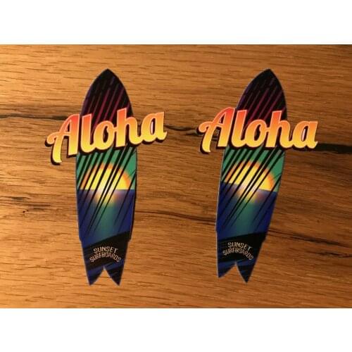 Aloha Surf Board Sticker Hawaii Vintage Bus Surfer Beach Buggy Retro # 460