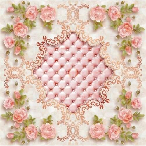 Beibehang European rose soft bag marble flooring 3D floor wallpaper bathroom mural non-slip waterproof self-adhesive wall paper