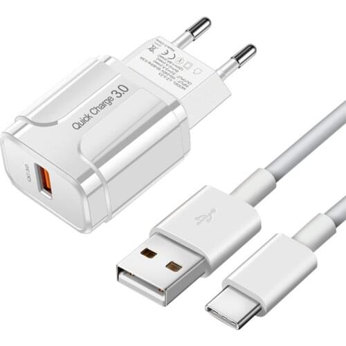 ZTE Nubia Z9 Z17 mini Axon 7 Blade V7 QC 3.0 3A Fast Charger USB Adapter Type C Micro Cable For Xiaomi POCO X3 Redmi 5 Note 9 8