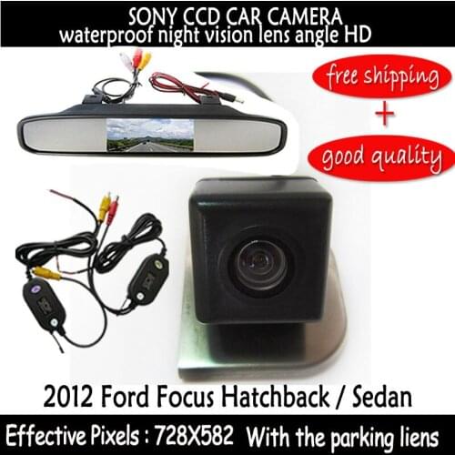 Color TFT LCD Parking Car Rear View Mirror Monito with Backup car rearview Reverse Camera for 2012 Ford Focus Hatchback / Sedan
