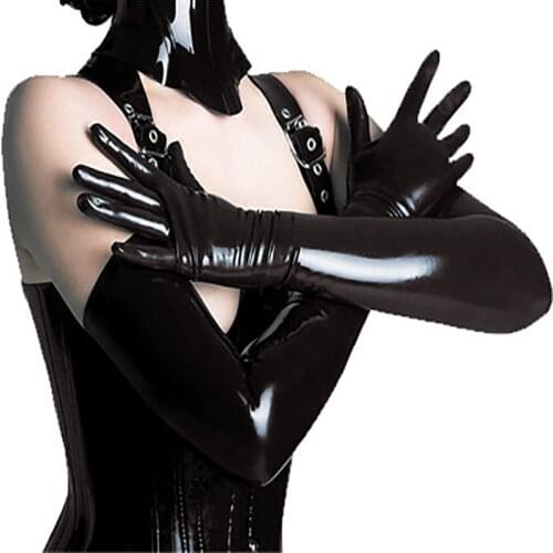 Hot Sale Top Fashion Sexy Underwear Accessories Patent Leather Long Tube Gloves Steel Pipe Dancing Mittens Europe And America