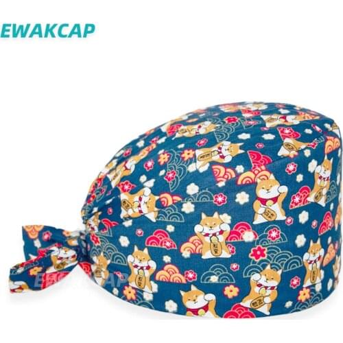 Beautiful Adjustable Scrub Cap Cats Printed Working Hat Casual Women Men Outdoors Nurse Work Hat For Home Worker Outdoor