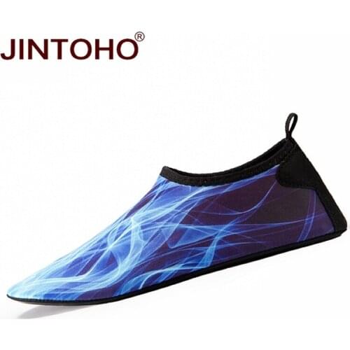 JINTOHO Summer Water Shoes Men Swimming Shoes Aqua Beach Shoes Big Plus Size Sneaker for Men Striped Colorful zapatos hombre