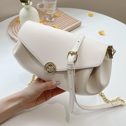 Small Leather Chain Shoulder Bags for Women Pure Color Square Crossbody Bags Ladies Simple Messenger Bag Flap Designer Handbags